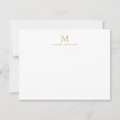 Classic Gold Modern Monogram Initiaal Note Kaart (Voorkant)