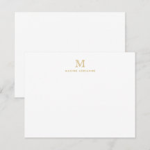 Classic Gold Modern Monogram Initiaal Note Kaart
