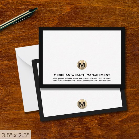 Classic Gold Monogram Financiële Planner Note Kaar Notitiekaartje