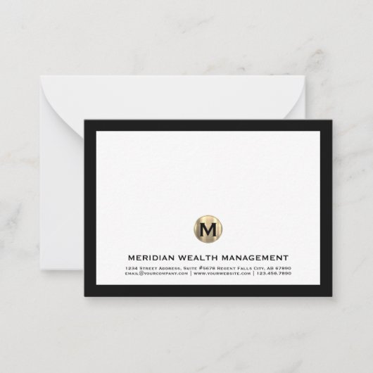 Classic Gold Monogram Financiële Planner Note Kaar Notitiekaartje (Voorkant)