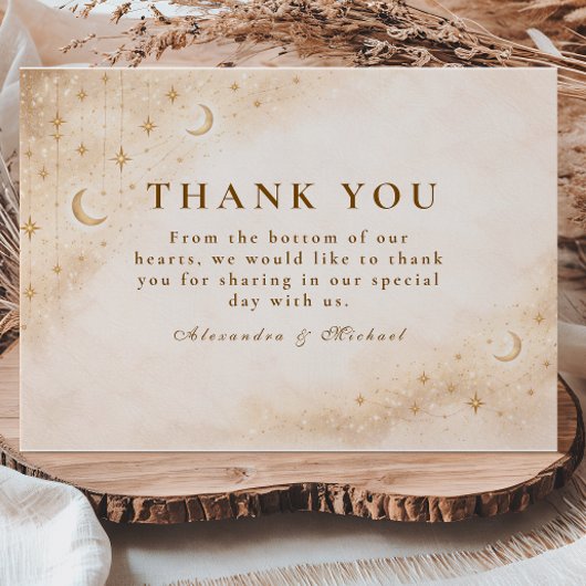 Classic Gold Moonlight Wedding Bedankkaart
