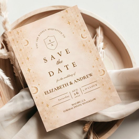 Classic Gold Moonlight Wedding Save The Date