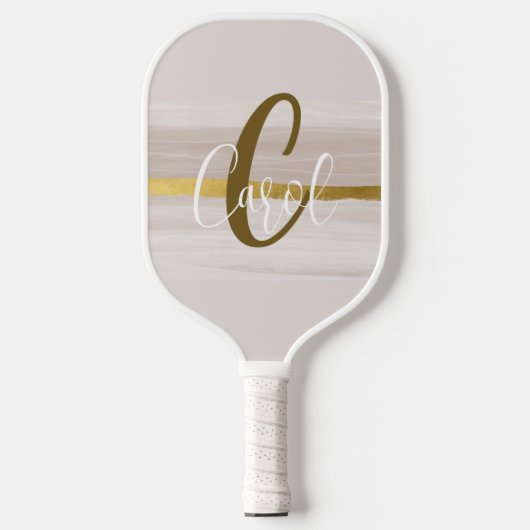 Classic Gold Neutral Monogram Pickleball Paddle (Voorkant)