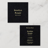 Classic Gold Old English Font Text Sjabloon Black Vierkante Visitekaartje (Voorkant / Achterkant)