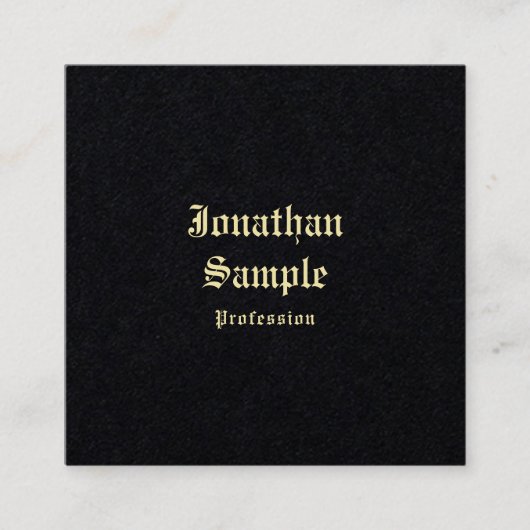 Classic Gold Old English Font Text Sjabloon Black Vierkante Visitekaartje (Voorkant)