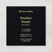 Classic Gold Old English Font Text Sjabloon Black Vierkante Visitekaartje (Achterkant)