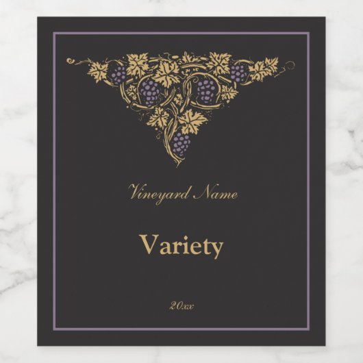 Classic Gold on Black Antique Wine Label Wijn Etiket (Enkel label)