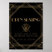 Classic Gold Open Zitplaatsen Trouwbord Poster (Voorkant)