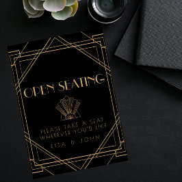 Classic Gold Open Zitplaatsen Trouwbord Poster