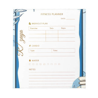 Classic gold pastel cute blue fittness Planner  Notitieblok