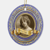 Classic Gold Photo Lijst Elegant Banner Lavender Keramisch Ornament (Links)