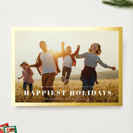 Classic Gold Photo Lijst | Elegante kersttekst Folie Feestdagenkaart