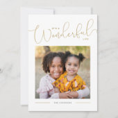 Classic Gold Script Calligraphy Wonderful Life Feestdagenkaart (Voorkant)