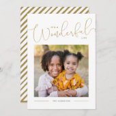 Classic Gold Script Calligraphy Wonderful Life Feestdagenkaart (Voorkant / Achterkant)