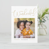 Classic Gold Script Calligraphy Wonderful Life Feestdagenkaart (Staand voorkant)