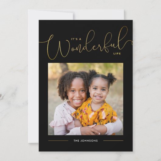 Classic Gold Script Calligraphy Wonderful Life Hol Feestdagenkaart (Voorkant)