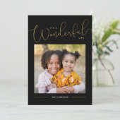 Classic Gold Script Calligraphy Wonderful Life Hol Feestdagenkaart (Staand voorkant)