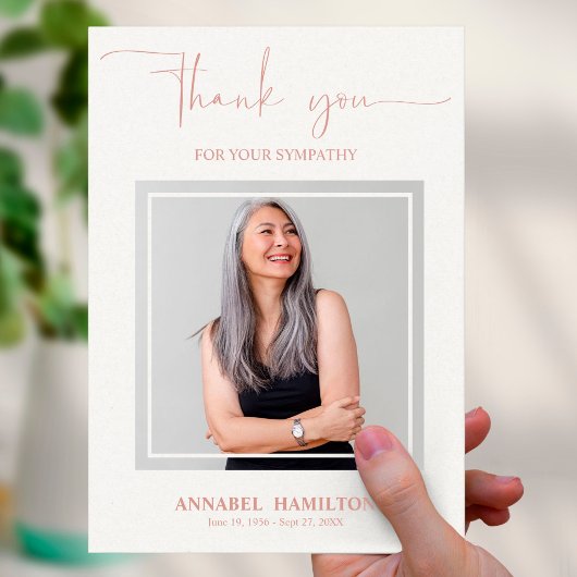 Classic Gold Script Sympathie Bedankt voor foto Kaart