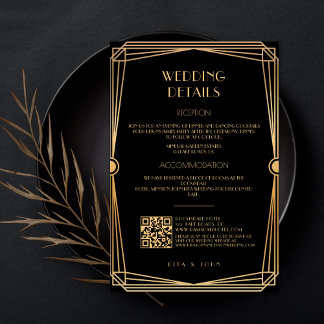 Classic Gold  Script Wedding Details Informatiekaartje