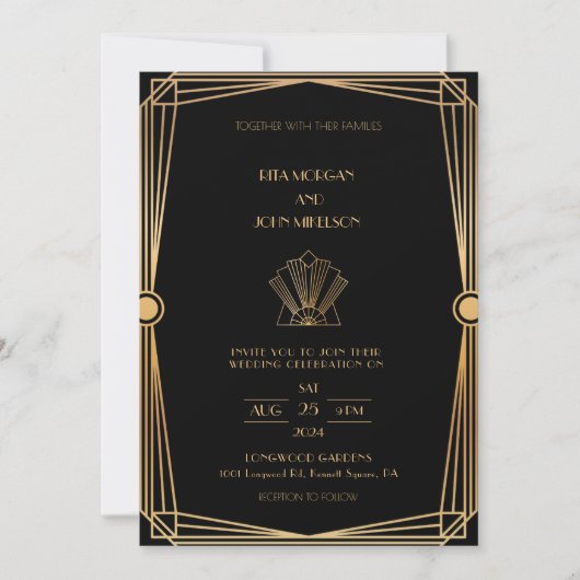 Classic Gold  Script Wedding Kaart (Voorkant)