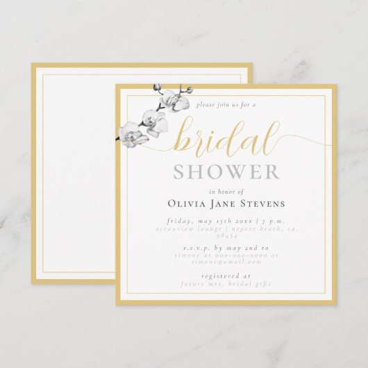 Classic Gold Script White Orchids Vrijgezellenfees Kaart (Voorkant / Achterkant)