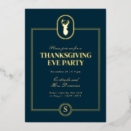 Classic Gold Stag Thanksgiving Eve Party Folie Uitnodiging