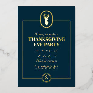 Classic Gold Stag Thanksgiving Eve Party Folie Uitnodiging