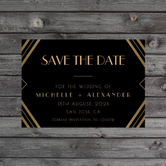 Classic Gold Vintage Wedding Save The Date Kaart