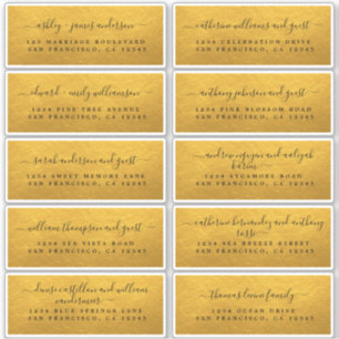 Classic Gold Wedding Guest Adresetiketten Sticker