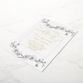 Classic Gold White Orchids Romantic Wedding Folie Uitnodiging (Gedraaid)