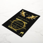 Classic Gold Wing Circle minimalistische bruiloft Folie Uitnodiging (Gedraaid)