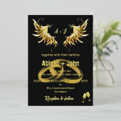 Classic Gold Wing Ring minimalistische bruiloft Folie Uitnodiging (Staand Voorkant)
