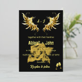 Classic Gold Wing Roos minimalistische bruiloft Folie Uitnodiging (Staand Voorkant)