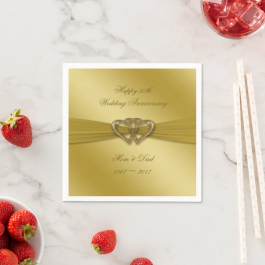 Classic Golden 50th Jubileum Paper Napkins Servetten (Insitu)