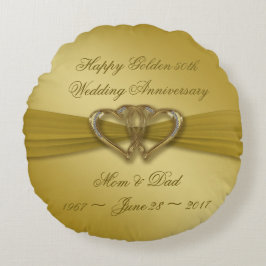 Classic Golden 50th Jubileum Rond Kussen