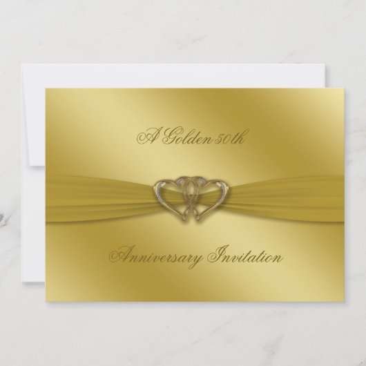 Classic Golden 50th Wedding Jubileum 5x7 Invite Kaart (Voorkant)