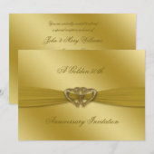 Classic Golden 50th Wedding Jubileum 5x7 Invite Kaart (Voorkant / Achterkant)