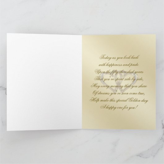 Classic Golden 50th Wedding Jubileum 8.5x11 Kaart (Binnen)