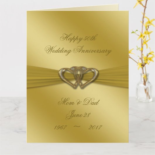 Classic Golden 50th Wedding Jubileum 8.5x11 Kaart (Gele Bloem)