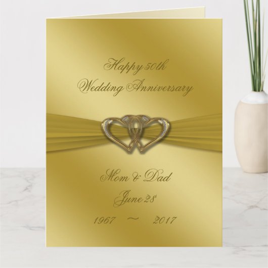 Classic Golden 50th Wedding Jubileum 8.5x11 Kaart (Voorkant)
