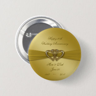 Classic Golden 50th Wedding Jubileum Button