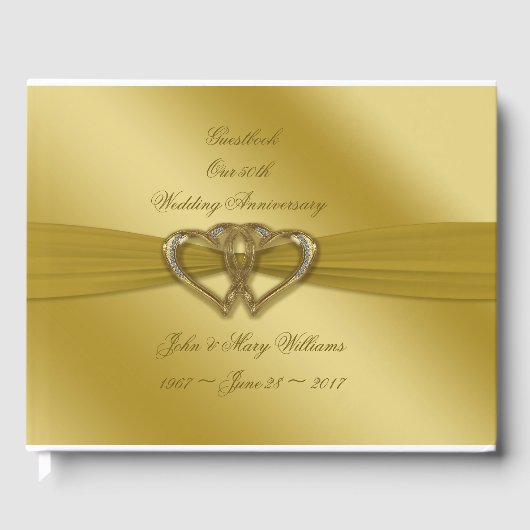 Classic Golden 50th Wedding Jubileum Guestbook Gastenboek (Voorkant)