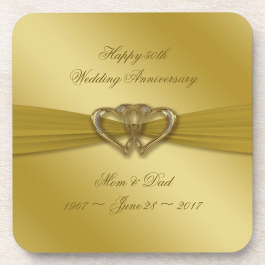 Classic Golden 50th Wedding Jubileum Onderzetters (Voorkant)