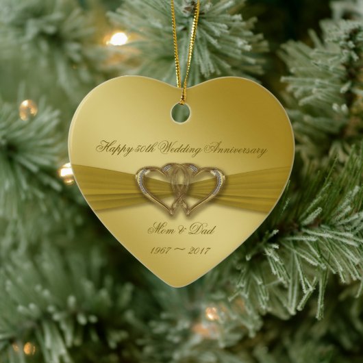 Classic Golden 50th Wedding Jubileum Ornament (Boom)