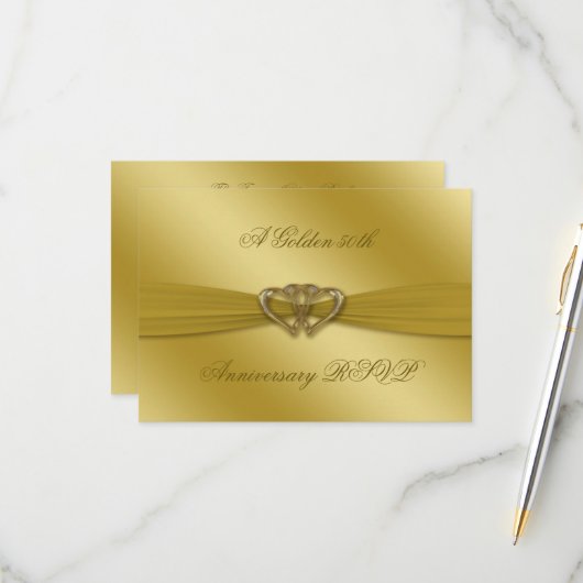 Classic Golden 50th Wedding Jubileum RSVP (Voorkant / Achterkant in situ)