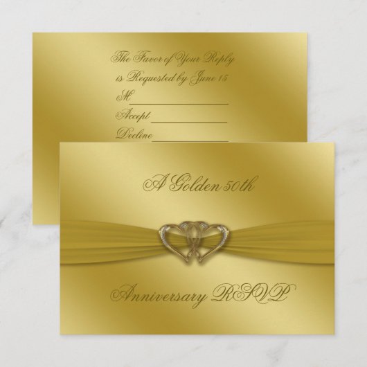 Classic Golden 50th Wedding Jubileum RSVP (Voorkant / Achterkant)