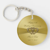 Classic Golden 50th Wedding Jubileum Sleutelhanger (Voorkant)