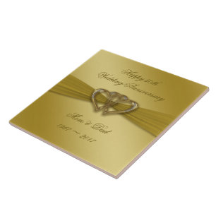 Classic Golden 50th Wedding Jubileum Tile Tegeltje