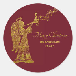 Classic Golden Angel met muziek Ronde Sticker