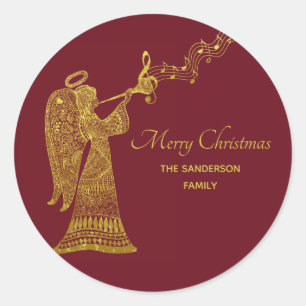 Classic Golden Angel met muziek Ronde Sticker
